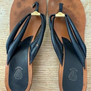Gucci Black and Brown Leather Sandals